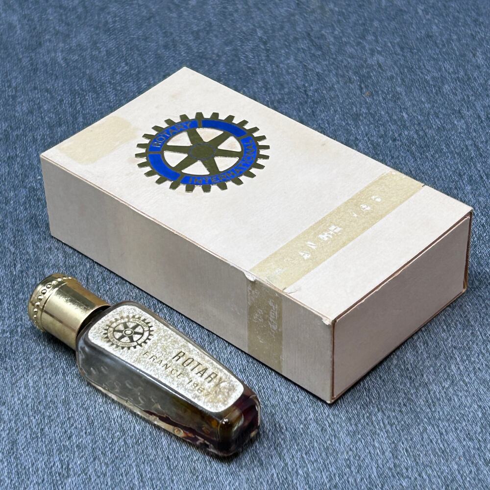 Vintage 1967 Rotary International Mini Perfume Bottle France Empty Vanity Decor